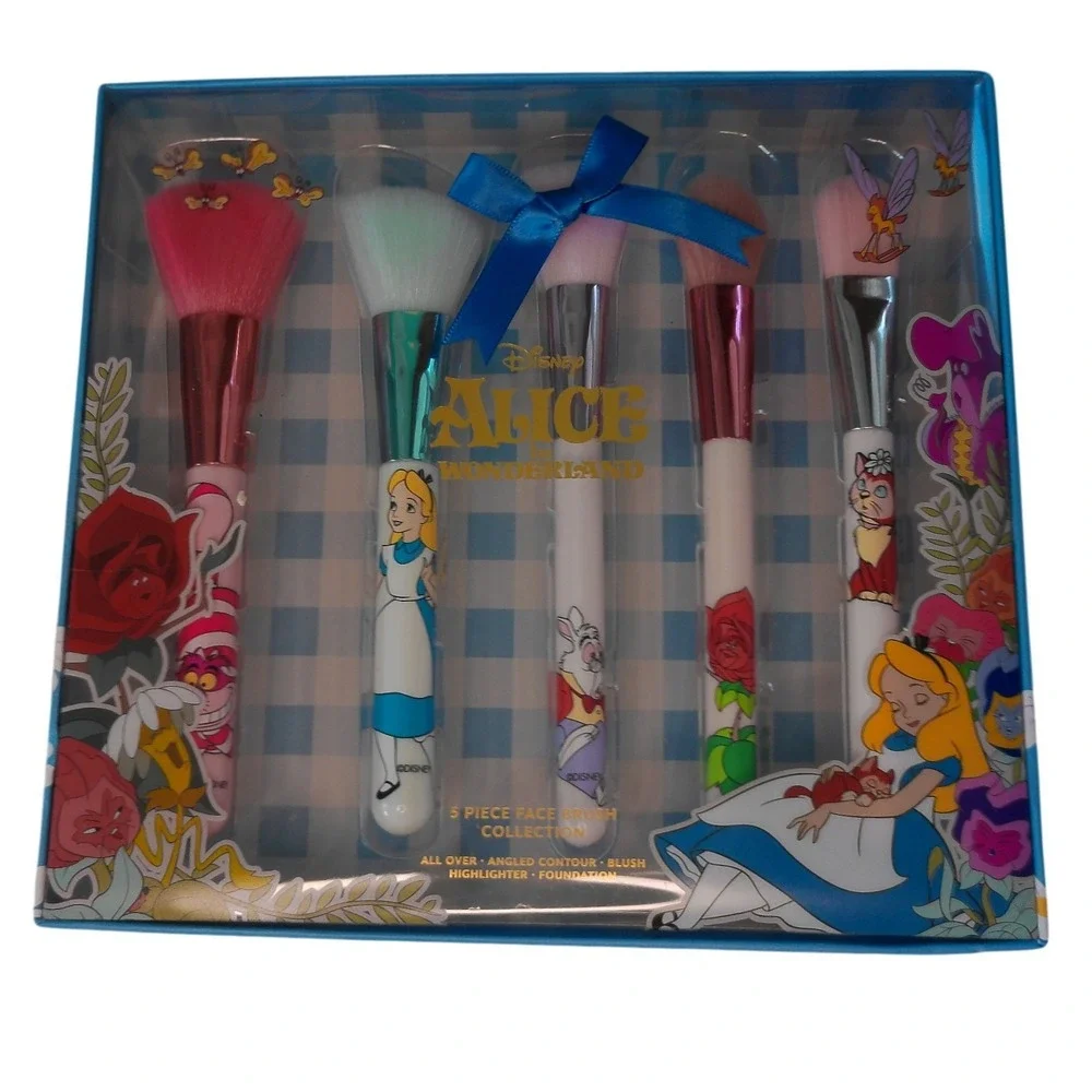 Disney Alice in Wonderland 5-Piece Face Makeup Brush Set Collection NEW